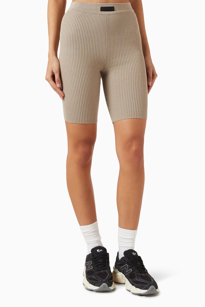 

Ribbed Biker Shorts in Cotton-blend, Grey