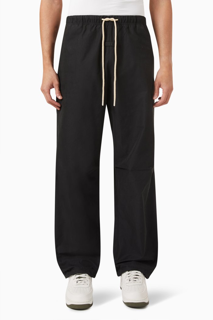 

Relaxed Pants in Cotton-blend, Black