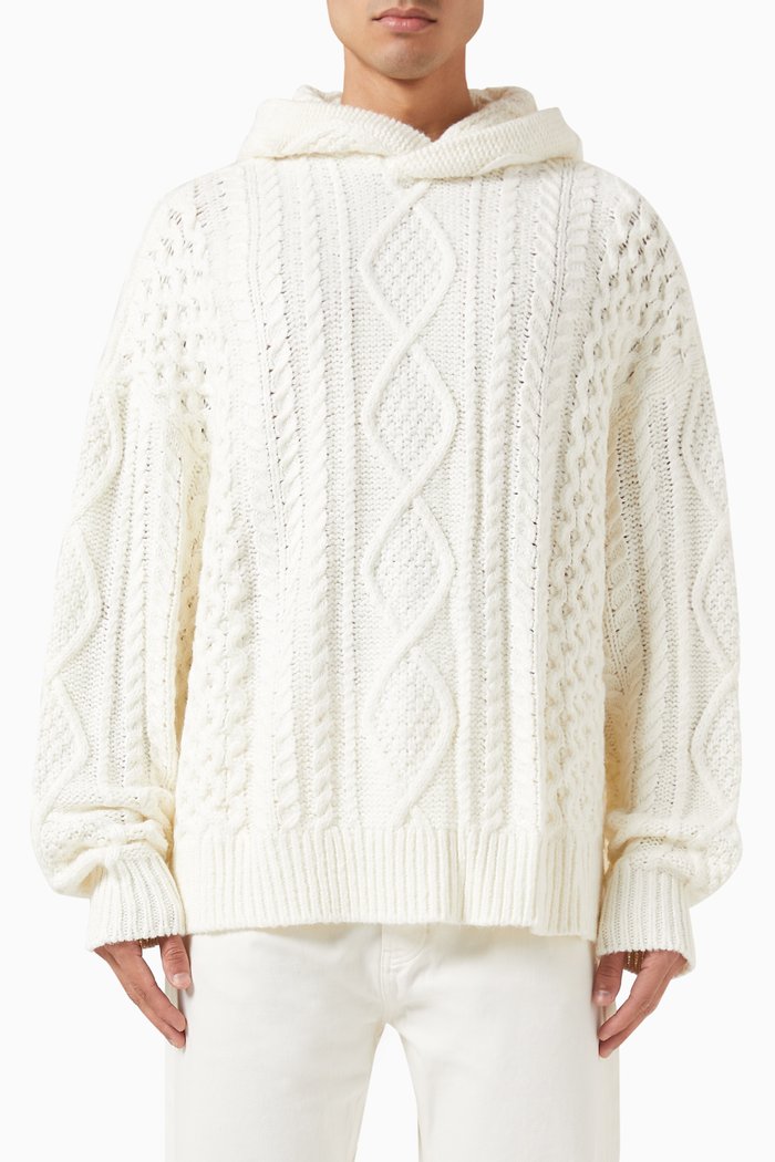 

Cable-knit Hoodie, Neutral
