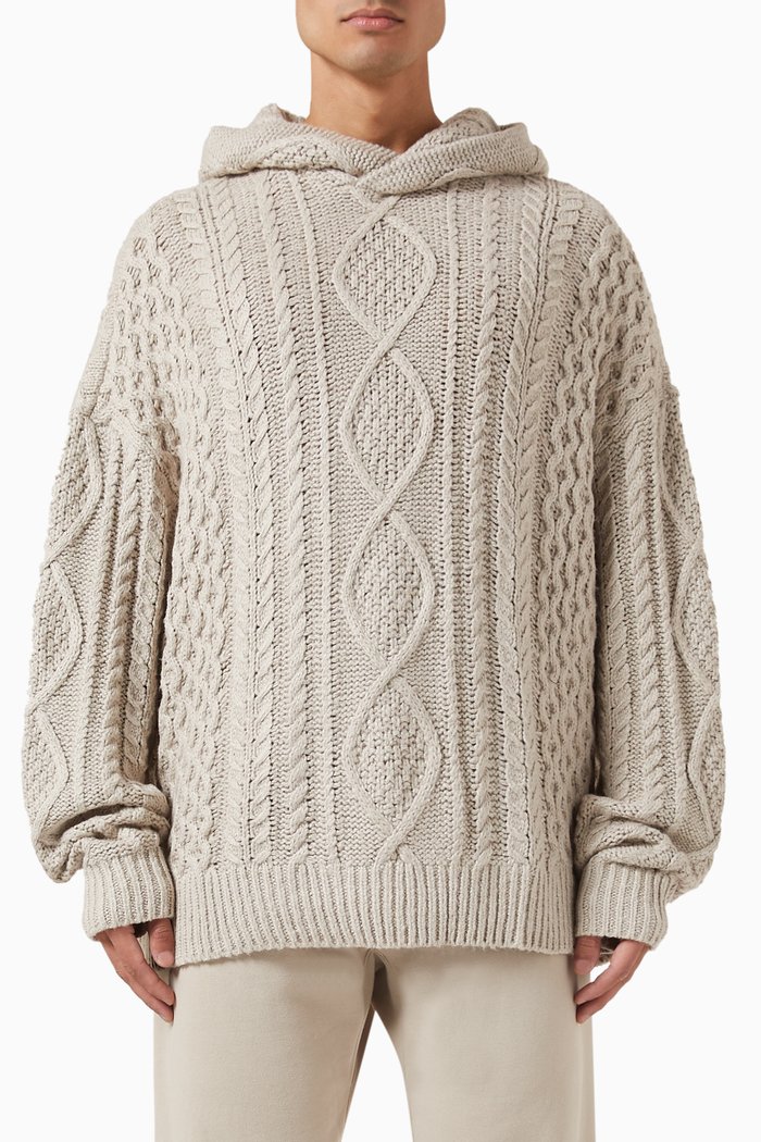 

Cable-knit Hoodie, Grey