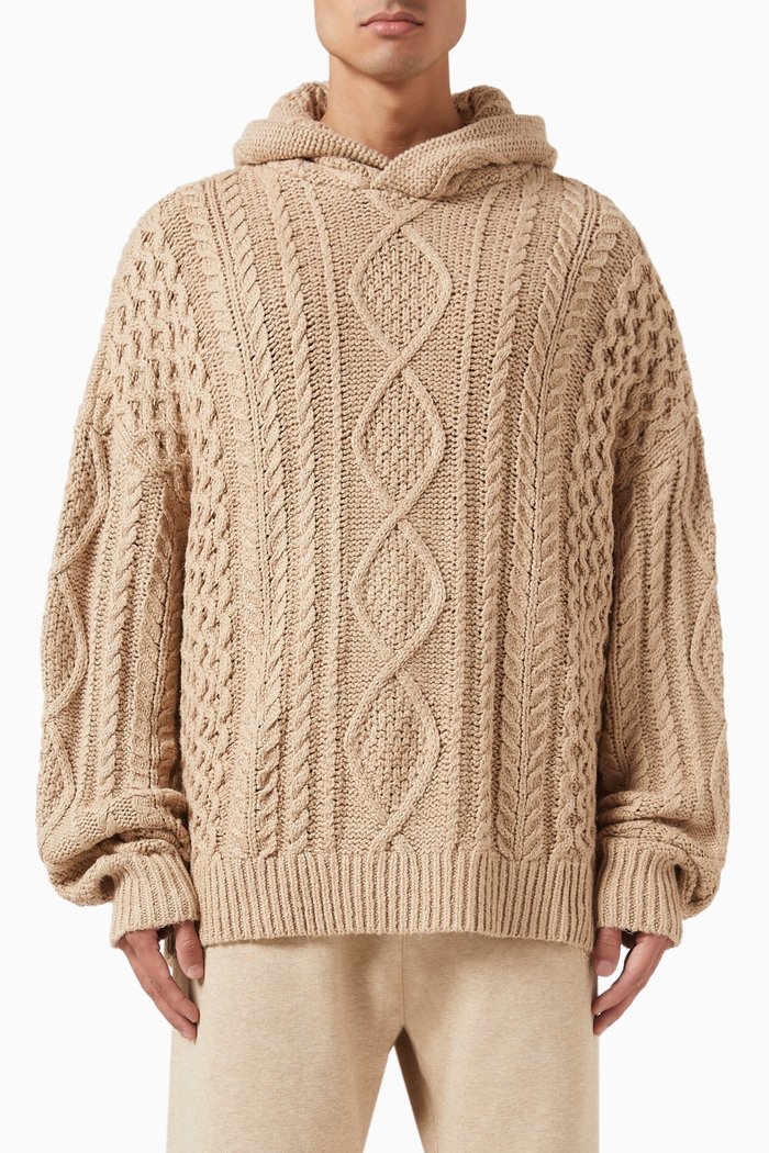 

Cable-knit Hoodie, Neutral