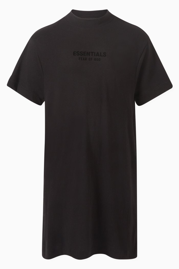 

3/4 Sleeve Mini T-shirt Dress in Cotton-jersey, Black