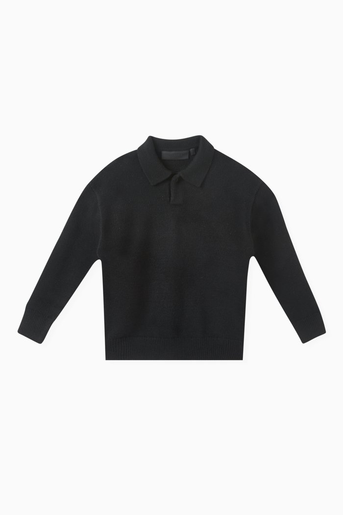 Polo Shirt in Nylon-blend Knit, Black