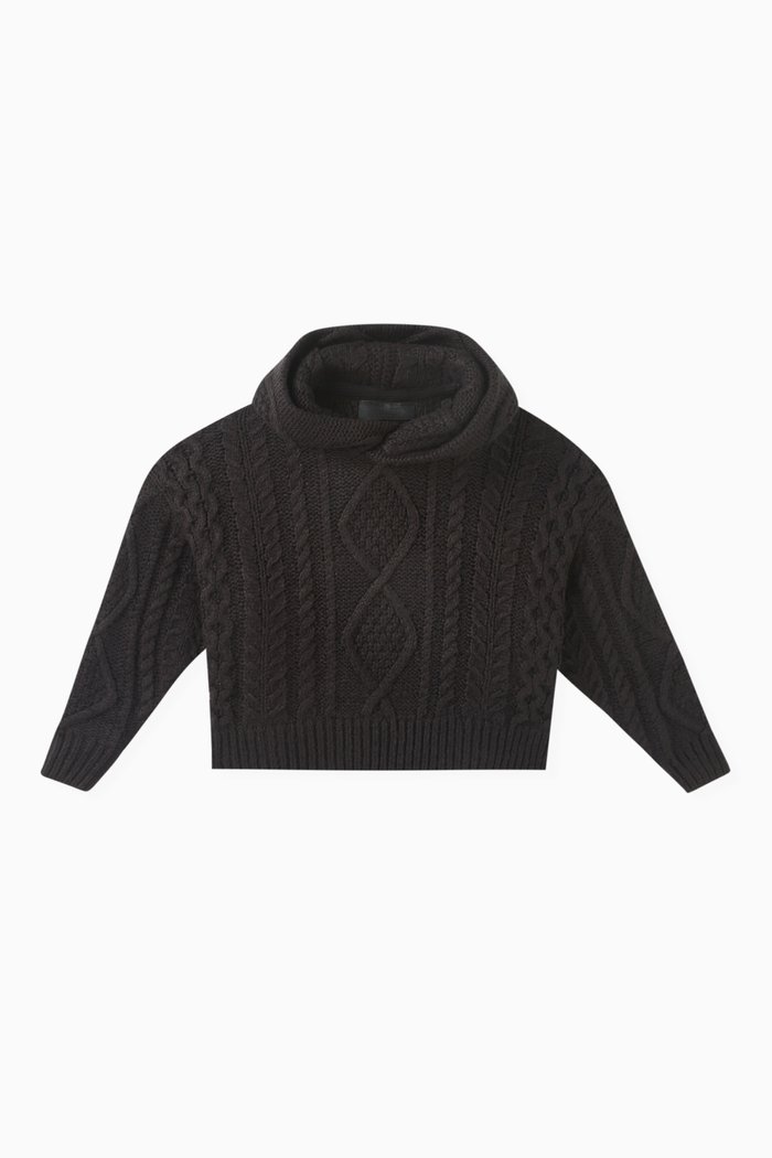 

Cable-knit Hoodie, Black