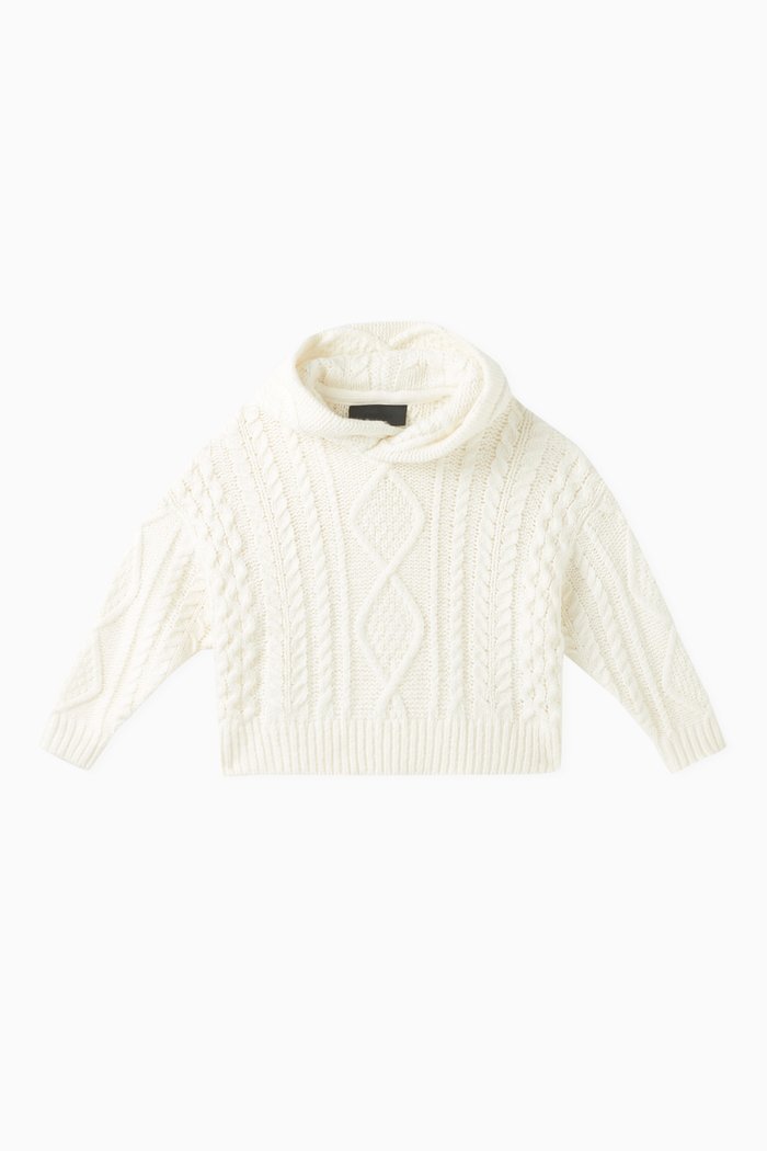 

Cable-knit Hoodie, White