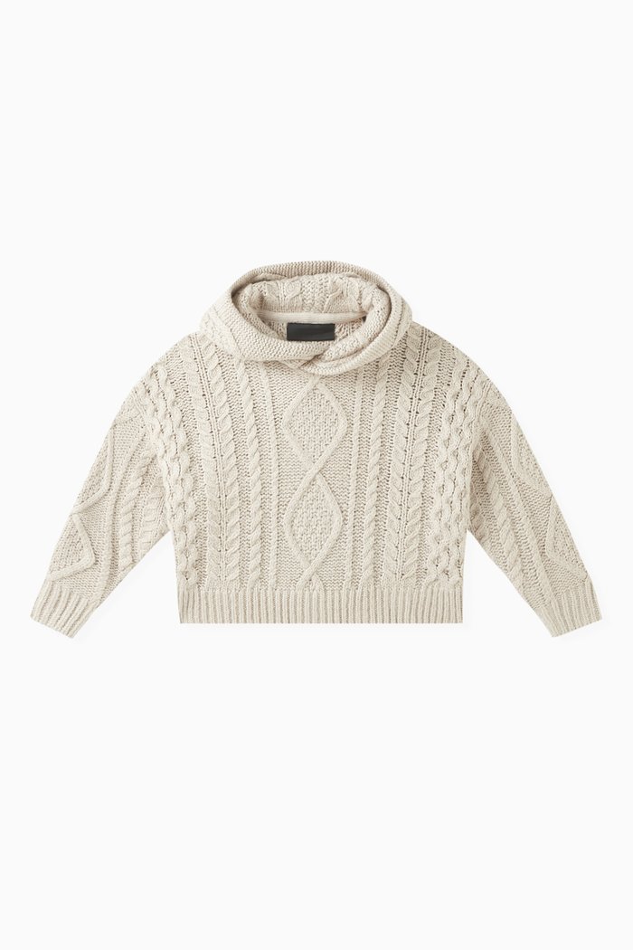 

Cable-knit Hoodie, White