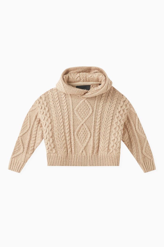 

Cable-knit Hoodie, Neutral