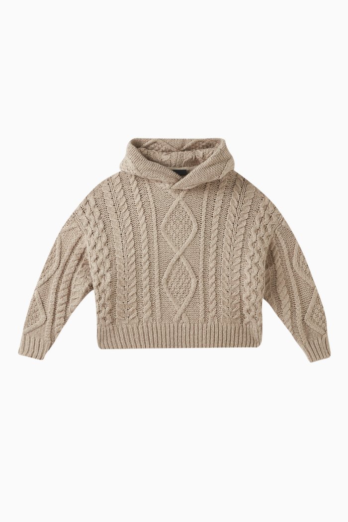 Cable-knit Hoodie, Neutral