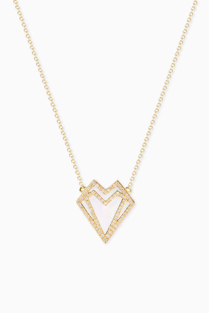 

My Heart Mother of Pearl & Diamond Necklace in 18kt Gold