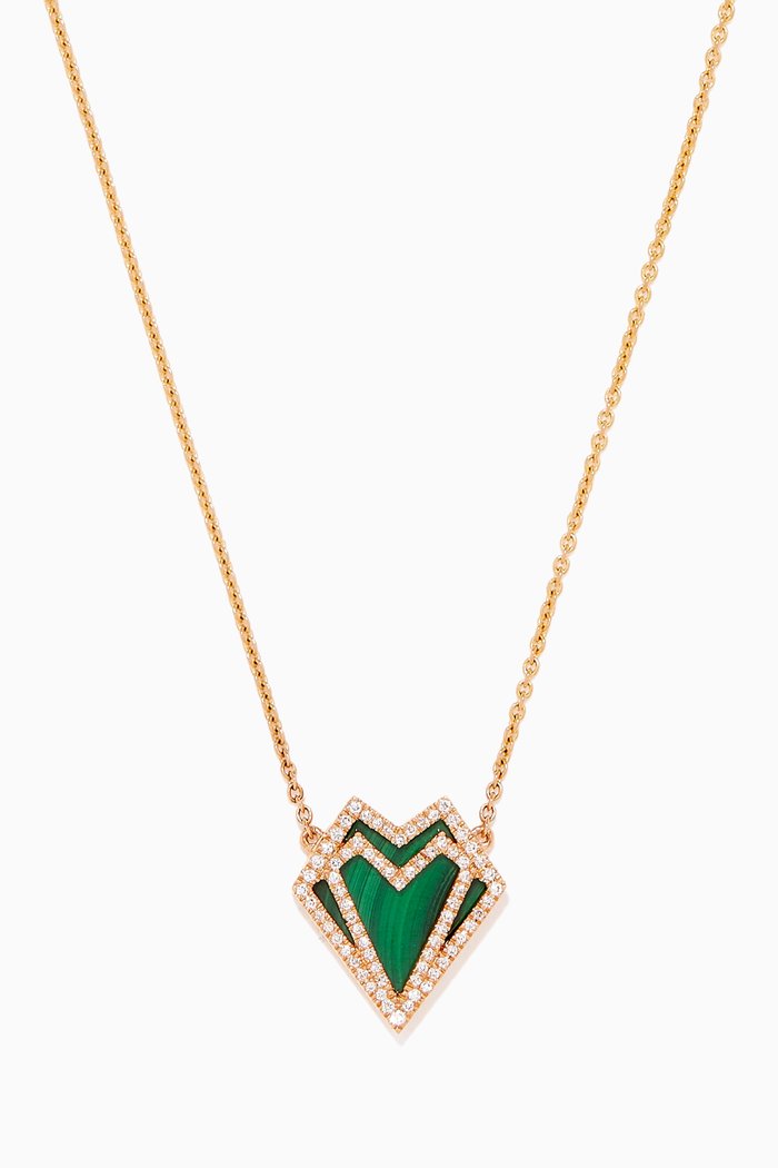 

My Heart Malachite & Diamond Necklace in 18kt Gold