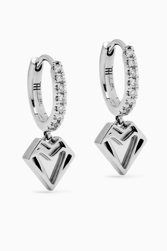 

Petite My Heart Diamond Hoop Earrings in 18kt White Gold