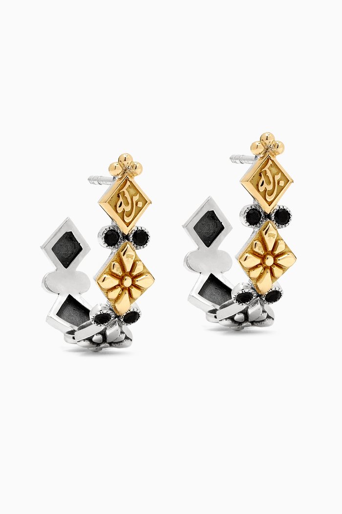 

Floral Tribal Hoop Earrings in 18kt Gold & Sterling Silver