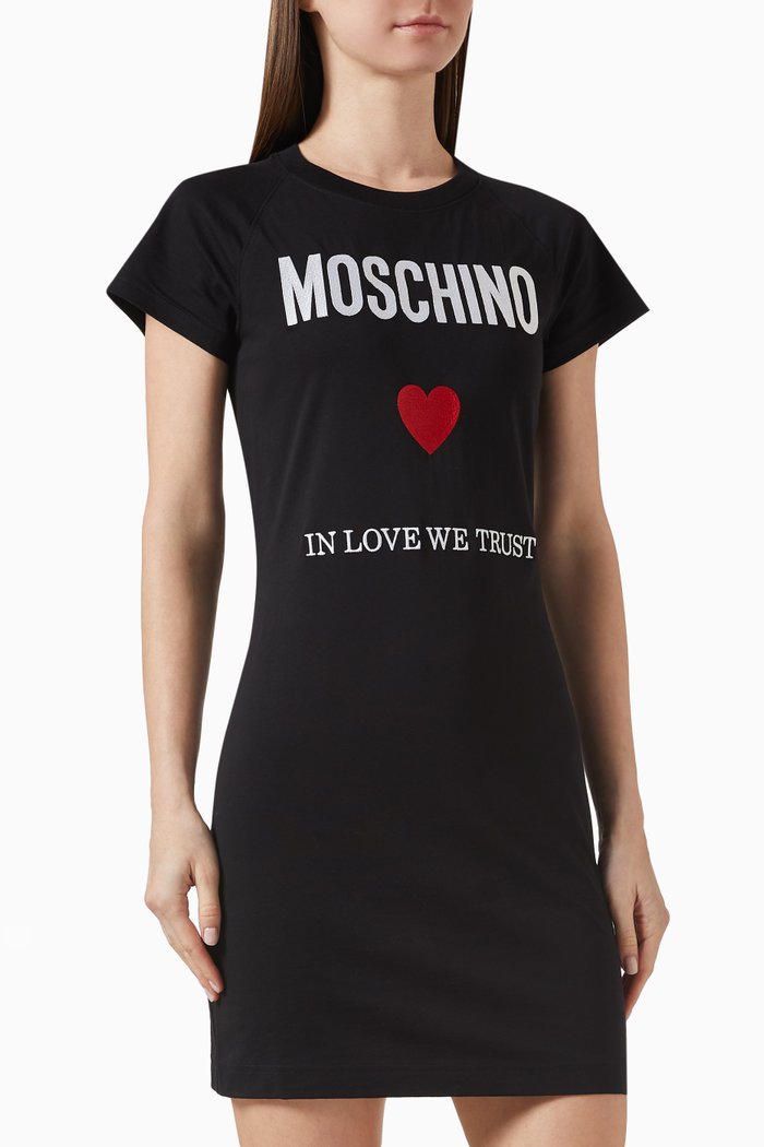 

Slogan T-shirt Dress in Jersey, Black