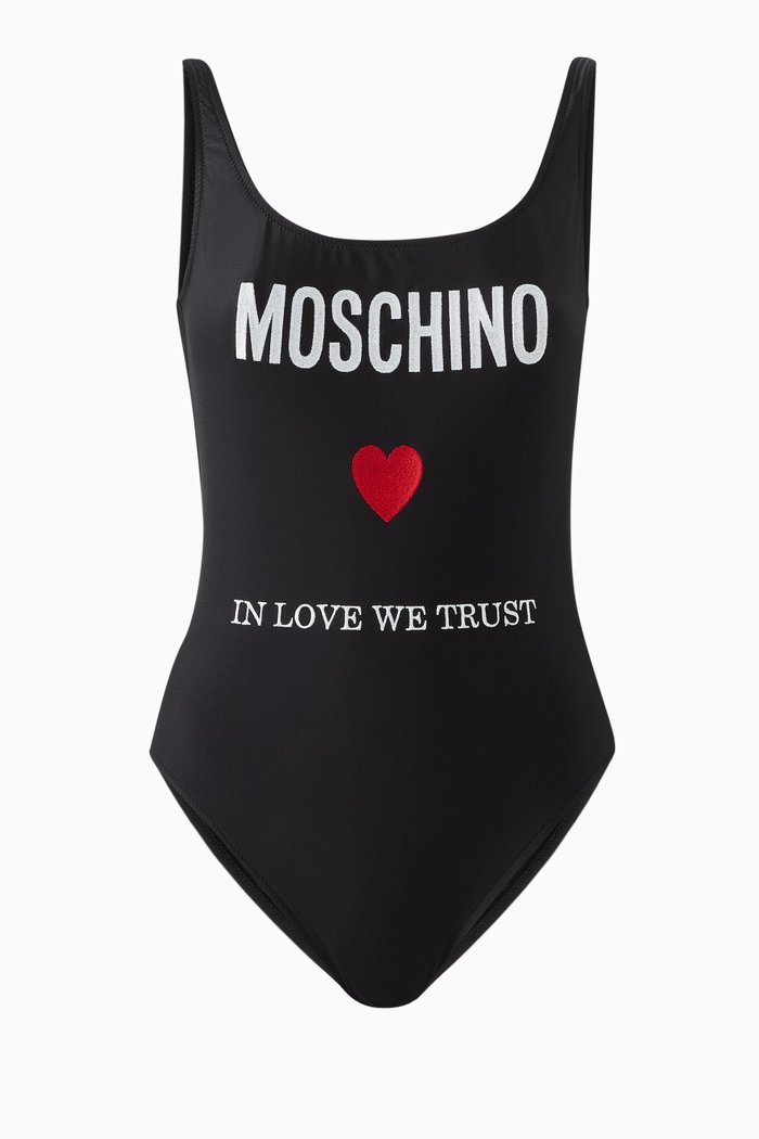 In Love We Trust One-piece Swimsuit in Stretch Nylon, Black