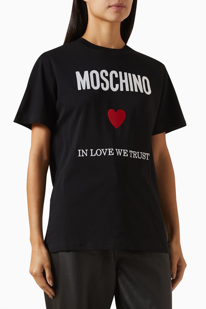 

Slogan T-shirt in Cotton, Black