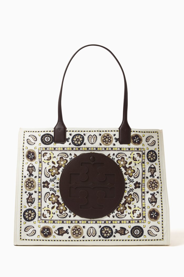 

Ella Printed Tote Bag in Recycled Fabric, White