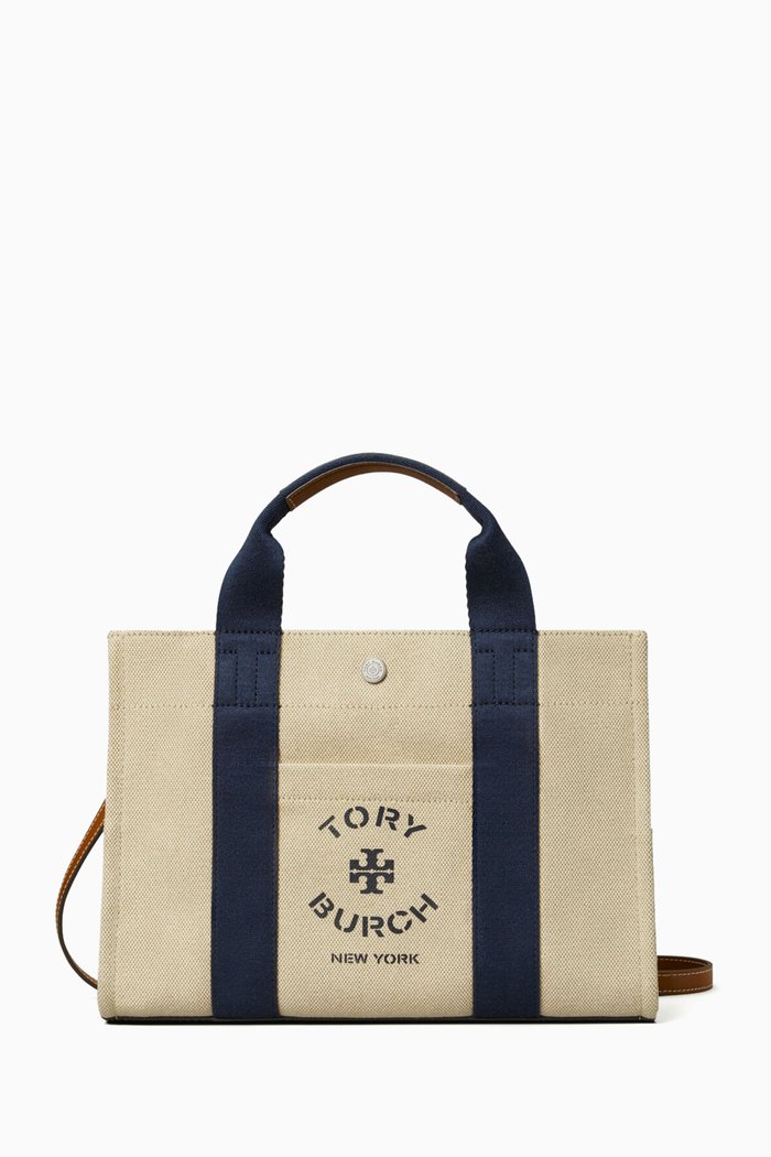 

Small Tory Tote Bag in Canvas, Neutral