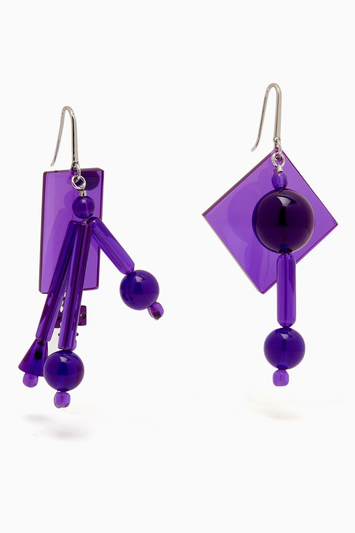 

Beaded Tassel Earring in Silver-plated Brass & Resin, Purple