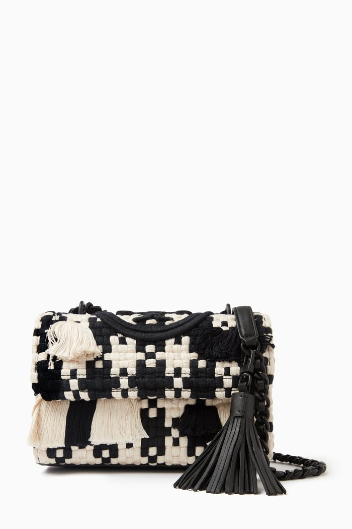 

Small Fleming Convertible Shoulder Bag in Tweed, Black