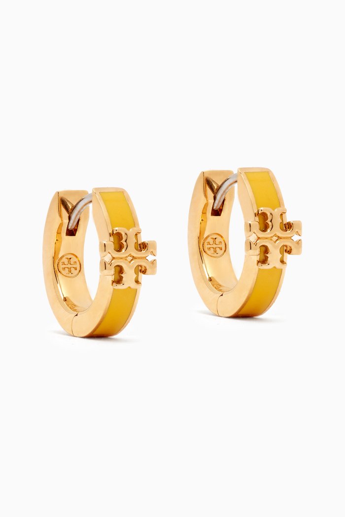 

Kira Enamel Huggie Earrings in 18kt Gold-plated Brass