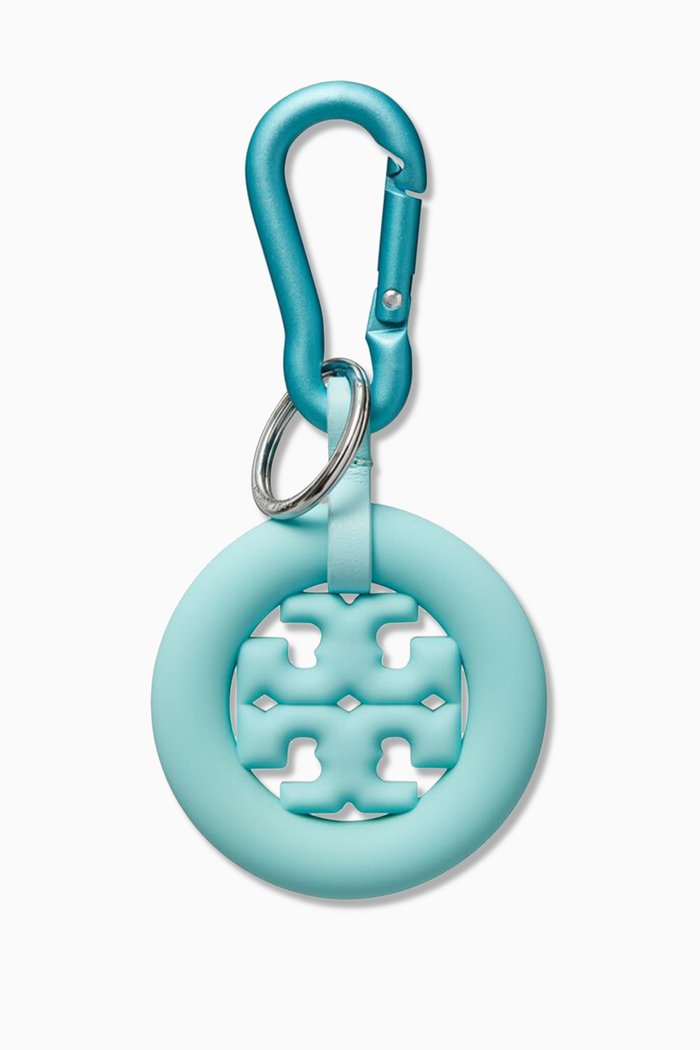 

Puffed Up Logo Key Ring in Leather & Foam, Blue