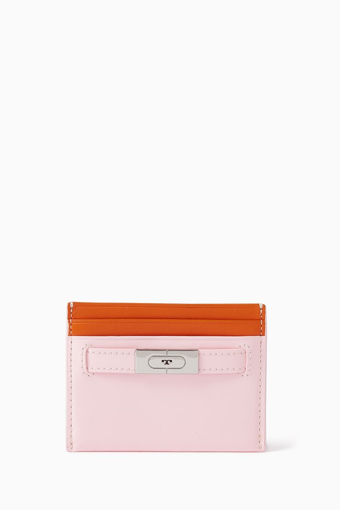 

T Card Case in Polished Leather, Pink