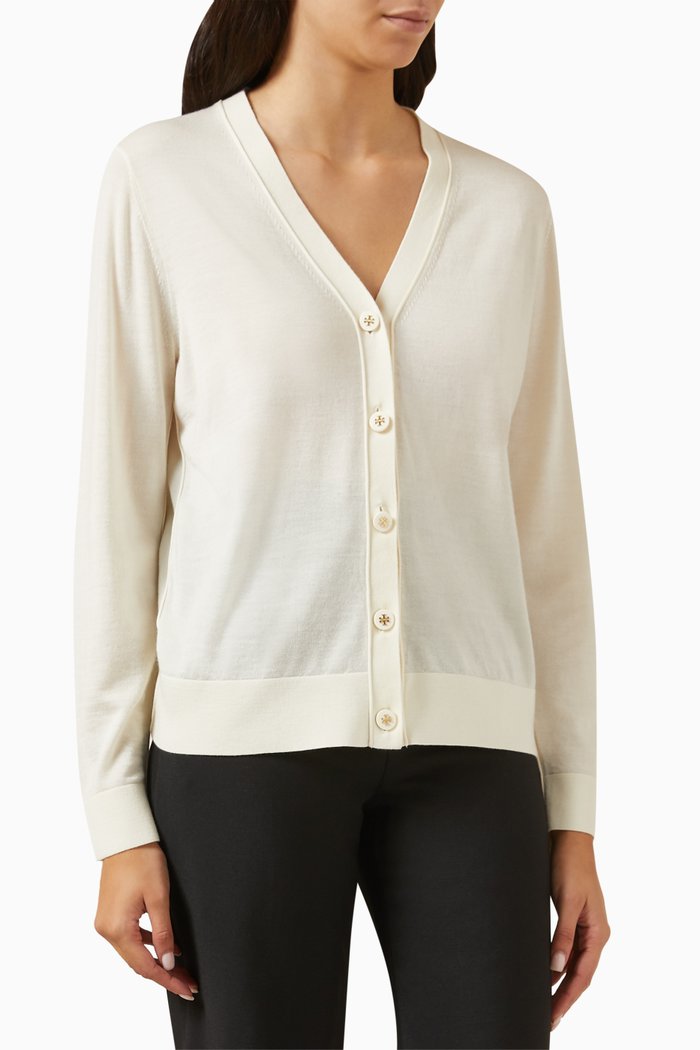 

Simone Cardigan in Wool Blend, White