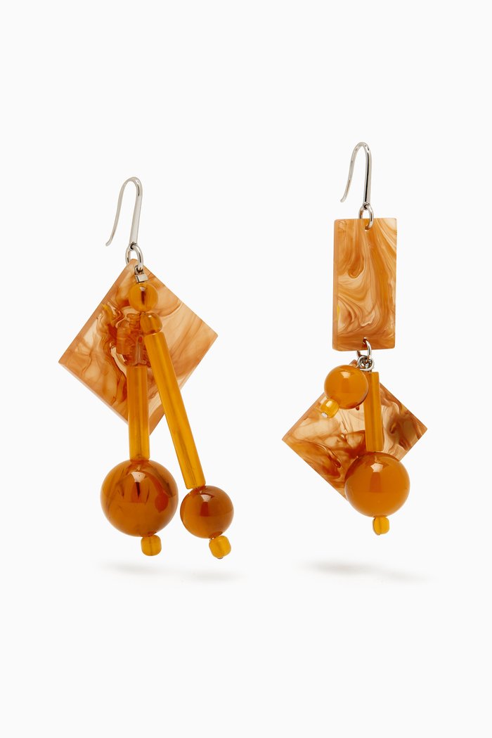 

Beaded Tassel Earring in Silver-plated Brass & Resin, Brown