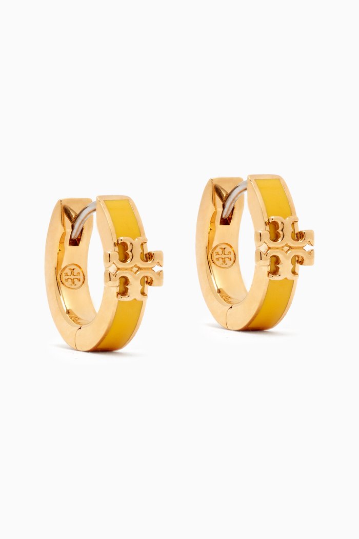 

Kira Enamel Huggie Earrings in 18kt Gold-plated Brass, Grey