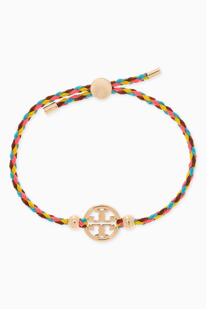

Miller Slider Bracelet in 18kt Gold-plated Brass & Nylon, Pink