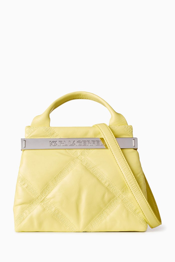 

Small K/Kross Top Handle Bag in Leather, Yellow
