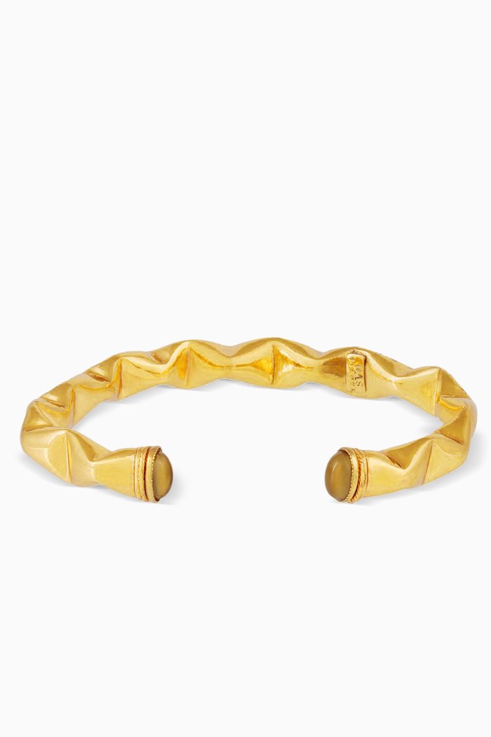 

Moki Cabochons Bracelet in 24kt Gold-plated Metal, White
