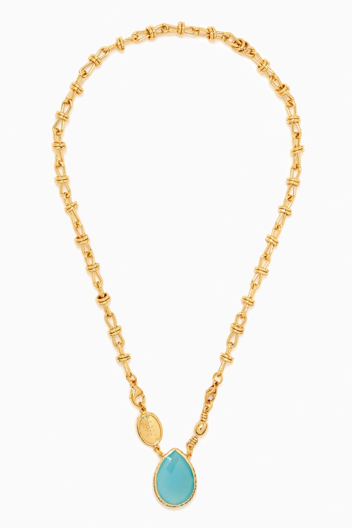 

Billy Calcite Necklace in 24kt Gold-plated Metal, Blue