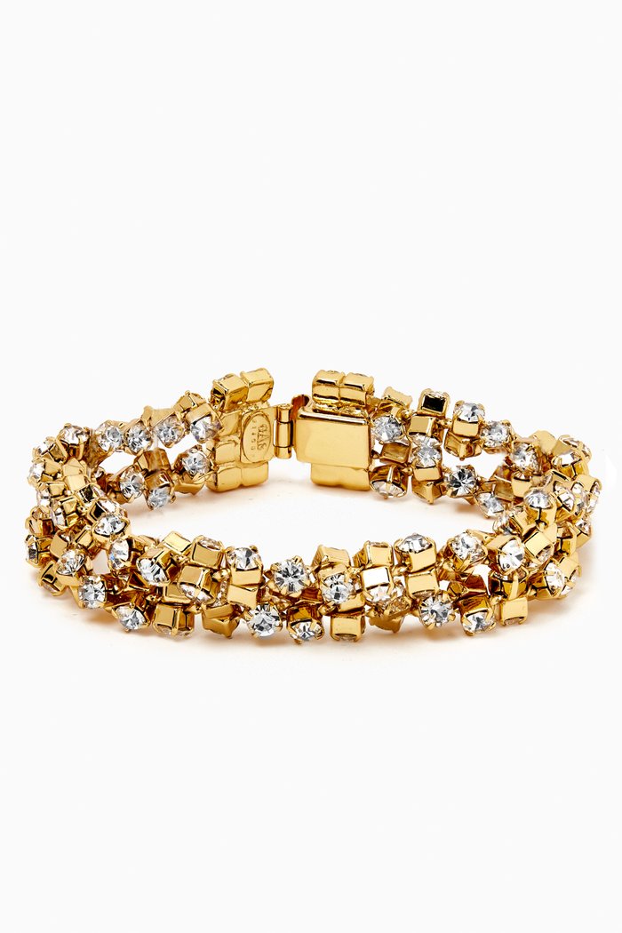 

Crystal Chain Bracelet in 24kt Gold-plated Metal