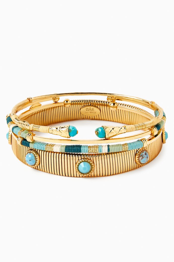 

Stretch Scaramouche Bracelet in 24kt Gold Plating, Blue