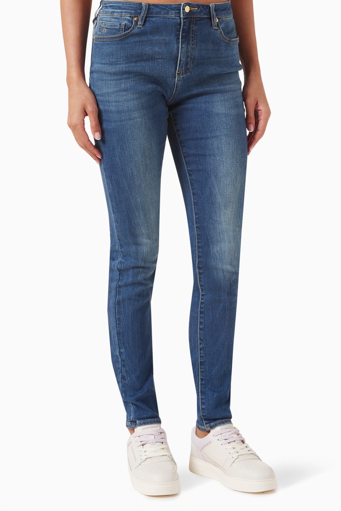 

Embroidered Skinny Jeans in Denim, Blue