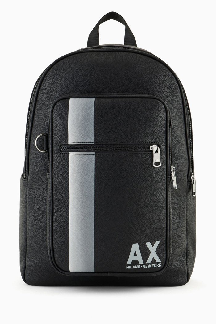 

AX Logo Backpack in Faux Leather, Black