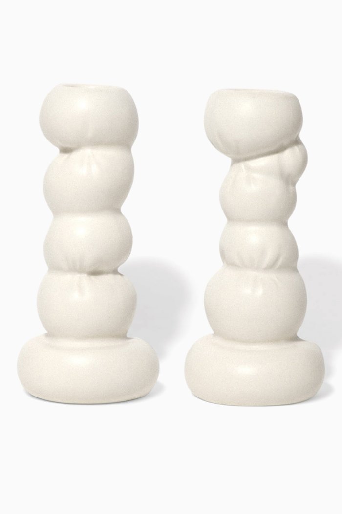 

Candle Sticks in Ceramic, Set of 2, White
