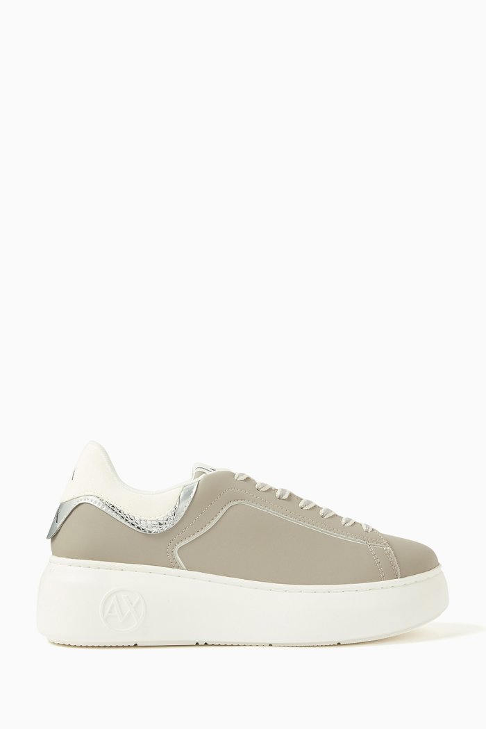 

AX Logo Sneakers in Leather, Neutral