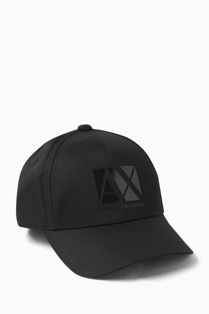 

AX Logo Baseball Cap in Cotton, Black