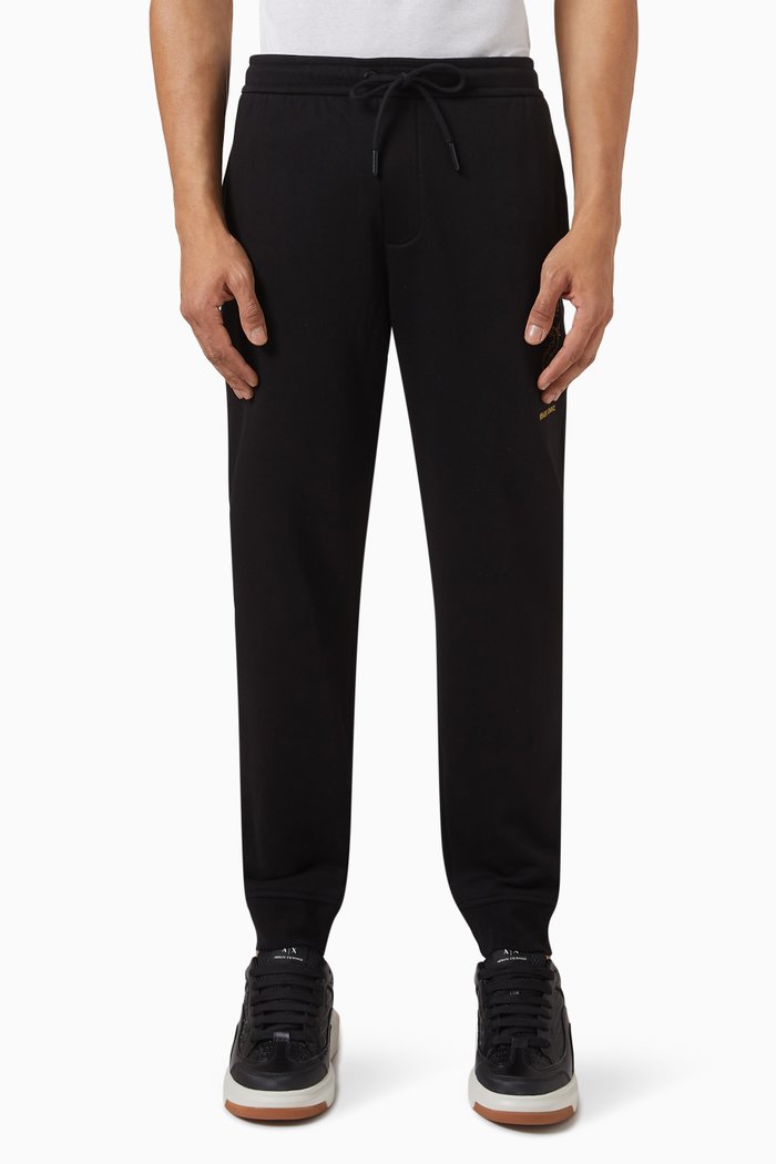 Dragon Embroidery Sweatpants in Cotton Jersey, Black