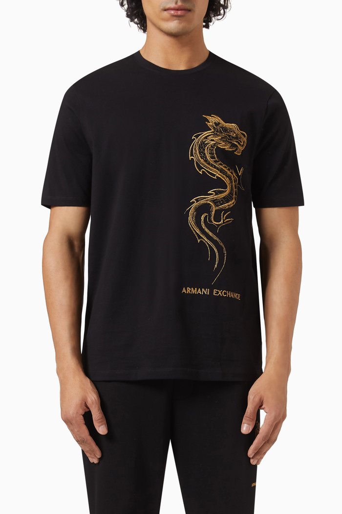 

AX Logo Letter T-Shirt in Cotton, Black