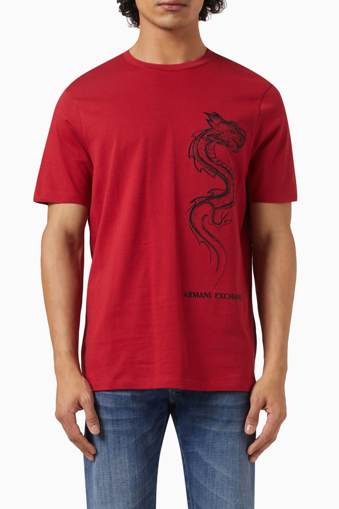 

AX Logo Letter T-Shirt in Cotton, Red