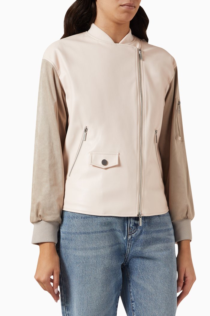 

Zip-up Jacket in Leather, Pink