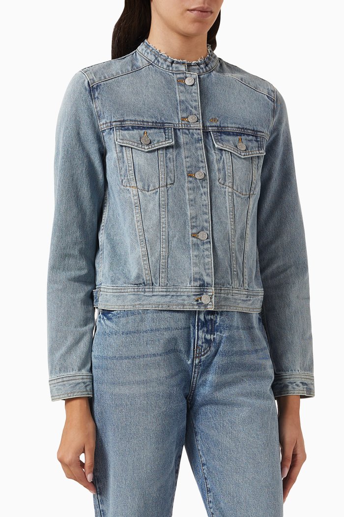 

Washed Denim Jacket in Cotton, Blue