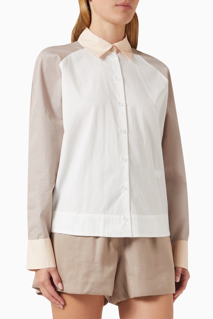 

Colour-block Shirt in Cotton, Neutral