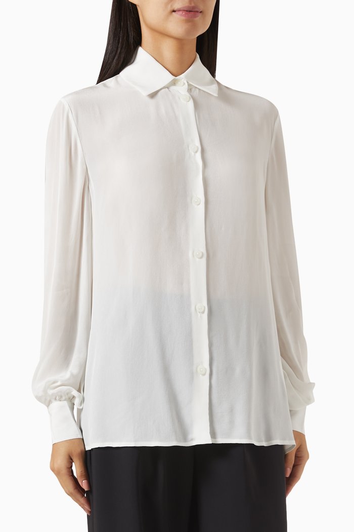 

Long Sleeve Polo Shirt in Cotton, White