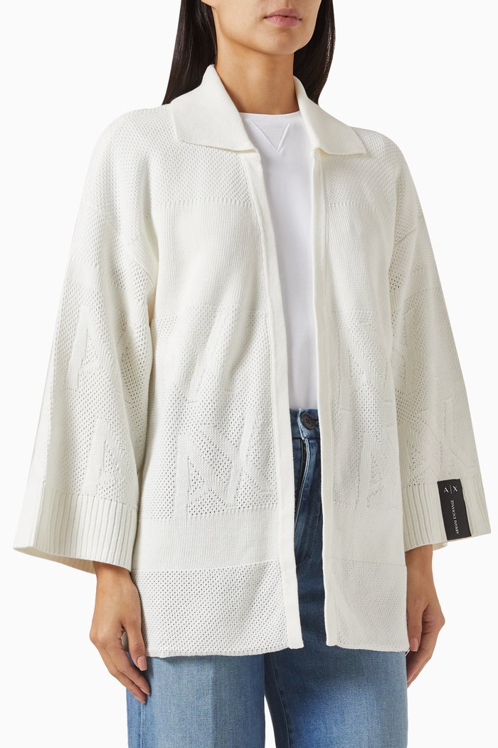 

Allover Logo Cardigan in Cotton, White