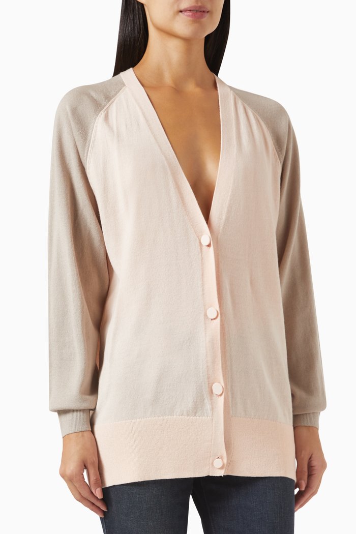 

Oversized Logo Cardigan in Virgin-wool Blend, Pink