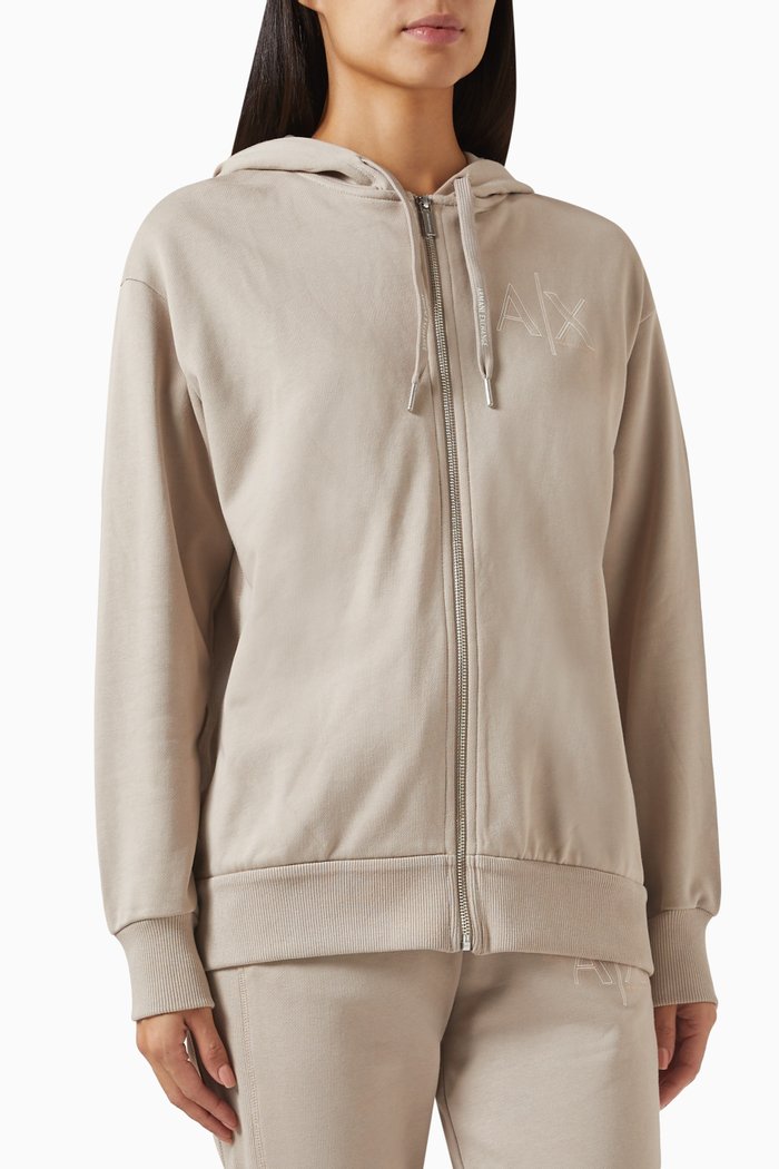 

AX Logo Hoodie in Fleece, Neutral